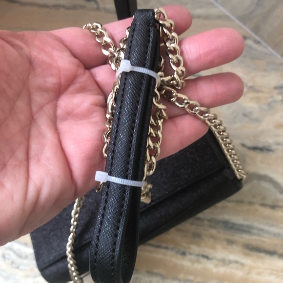 NWT KATE SPADE Shimmer Glitter Fabric Black Crossbody-Clutch K4710 - Picture 3 of 10